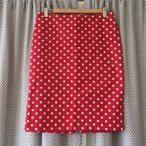 Talbots red polka dot pencil skirt